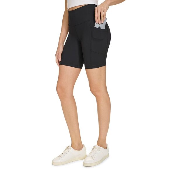 NEW DKNY Women's Pull-on Fitted Silhouette 7" Inseam Bike Shorts Black XS - Picture 3 of 11